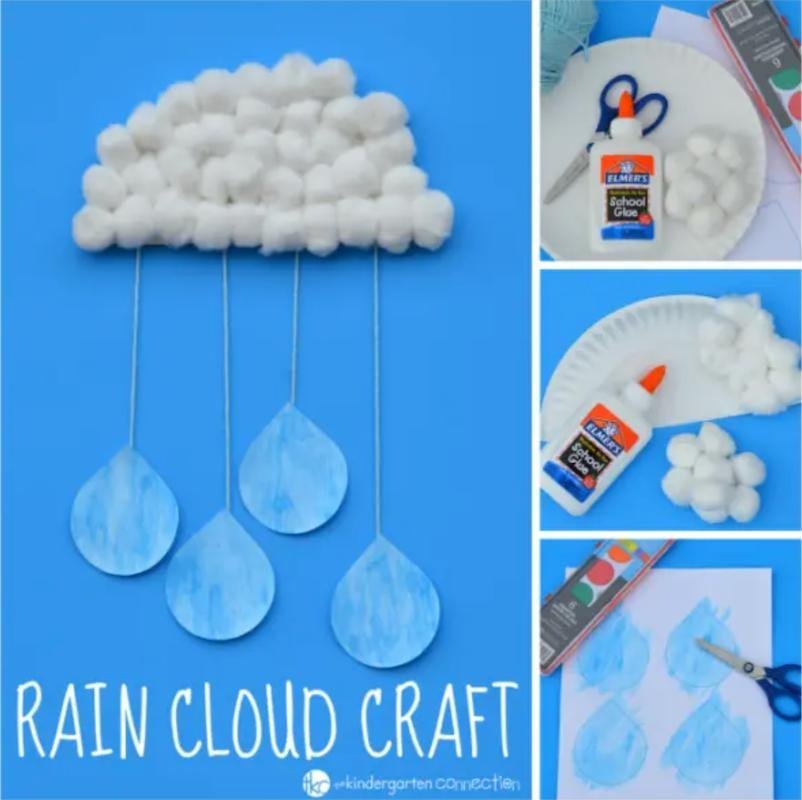 Rain cloud cotton wool craft