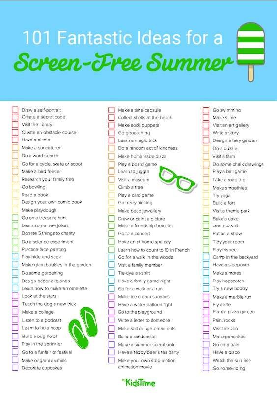 101 Ideas for a Screen Free Summer