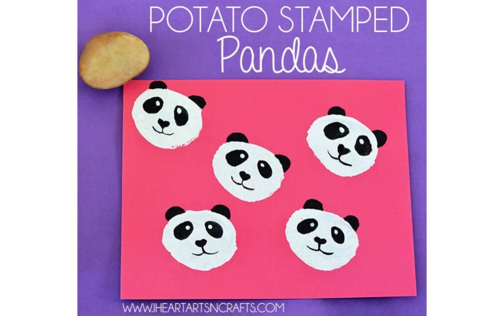 Potato stamping panda craft