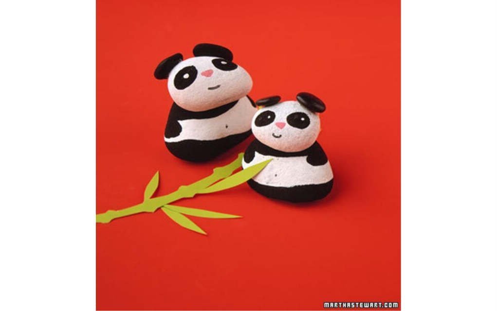 painted rock panda craft - Mykidstime
