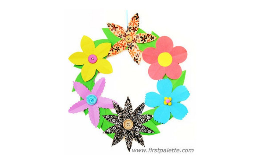 paper flower wreath craft landscape