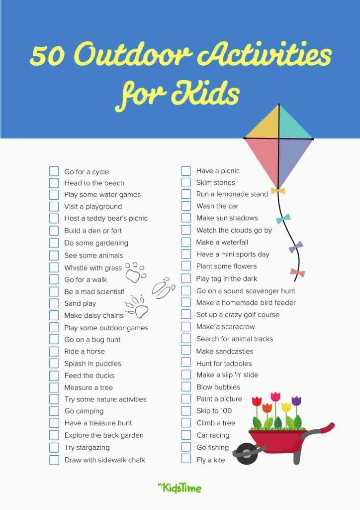 50 Outdoor Activities for Kids Checklist - Mykidstime