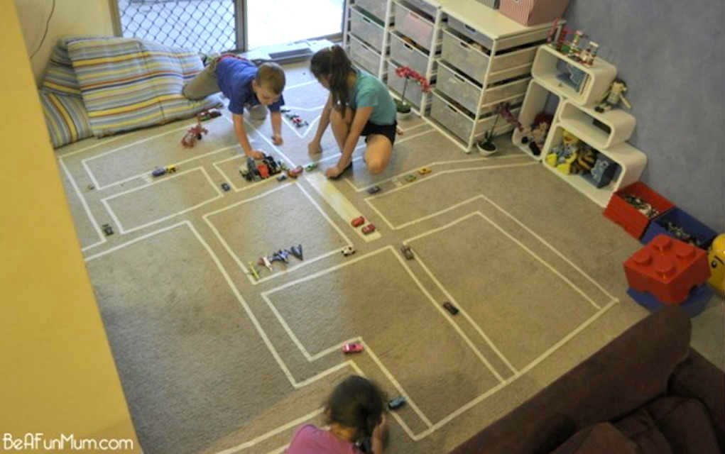 Masking tape roads Masking tape roads