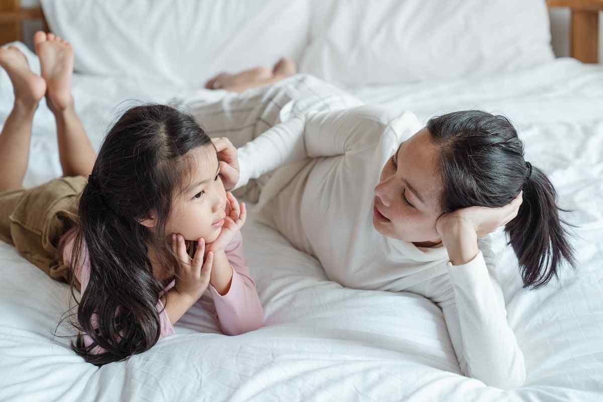 Mother and child talking alcohol and young people