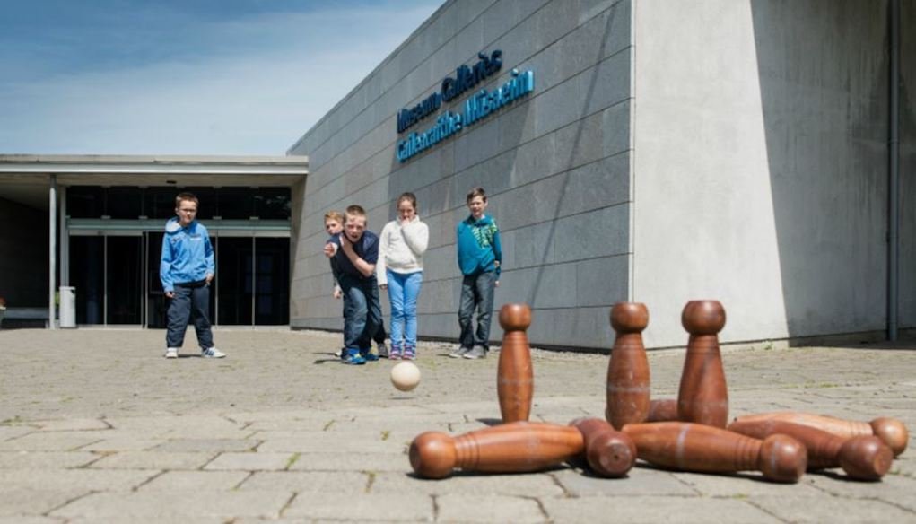 Playing Skittles at National Museum of Ireland Country LIfe Mayo