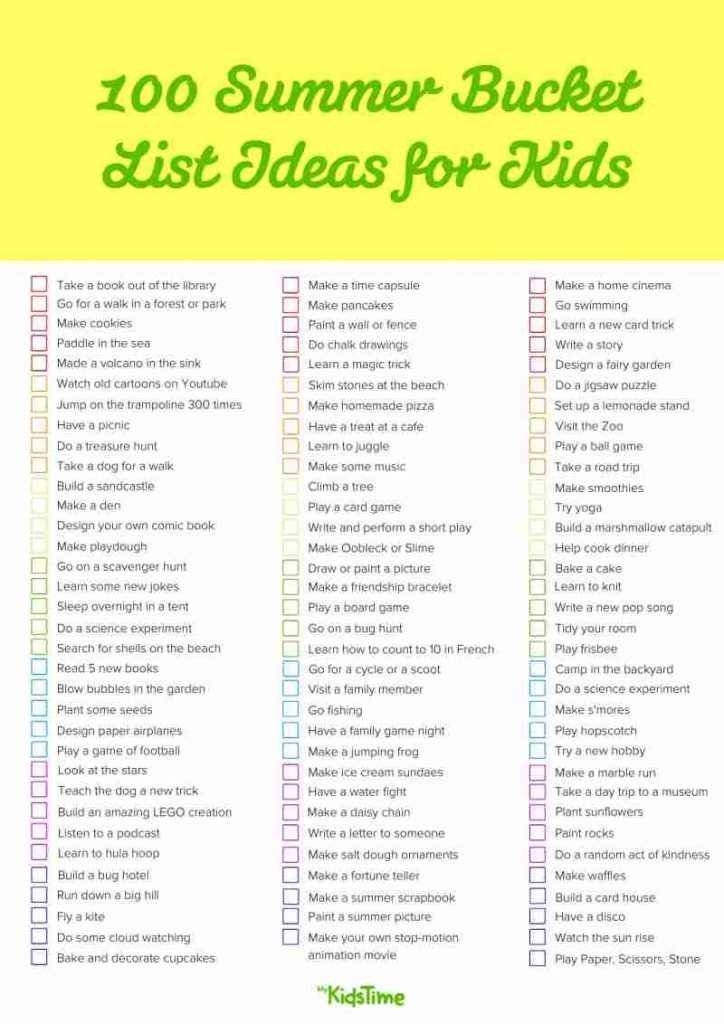 Summer bucket list ideas