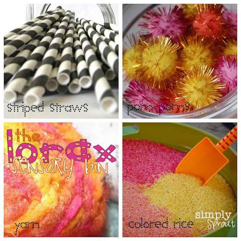 The Lorax Sensory Bin for dr seuss sensory activities