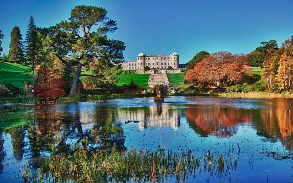 Triton-Lake at Powerscourt autumn leaves in Ireland