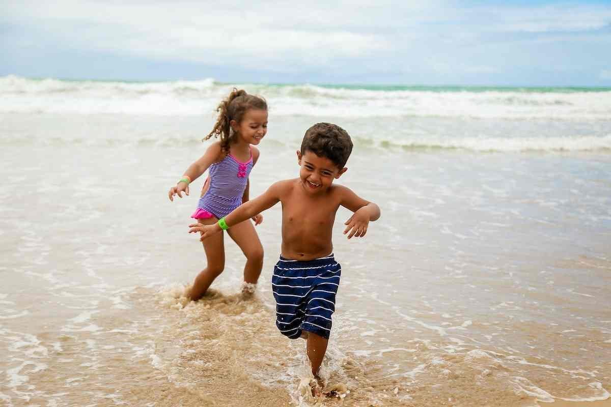 children at the beach