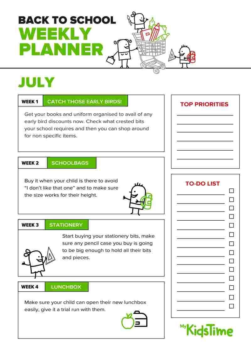 back to school planner page 1 back to school planner