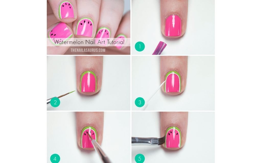 Summer nails a slice of watermelon