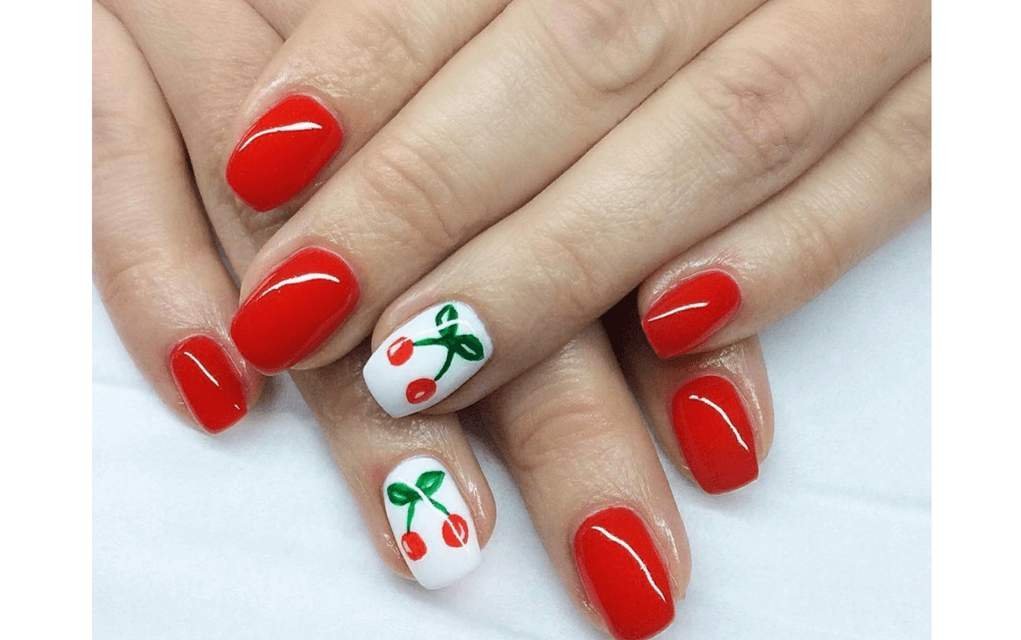 Summer nails cherry design