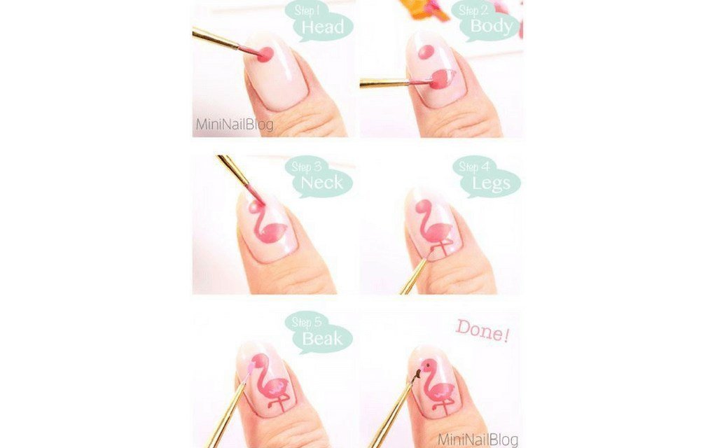 Summer nails flamingo tutorial