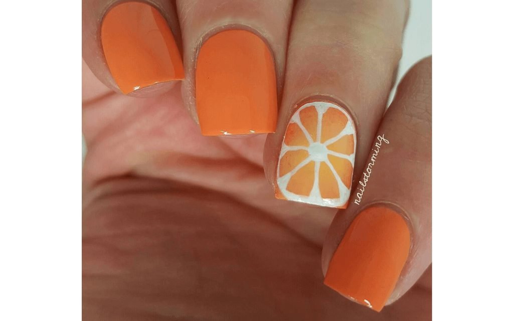 Summer nails slice of orange