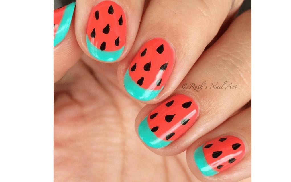 Summer nails watermelon bliss
