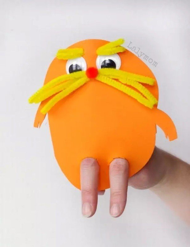 Lorax finger puppet Lorax finger puppet for dr seuss crafts
