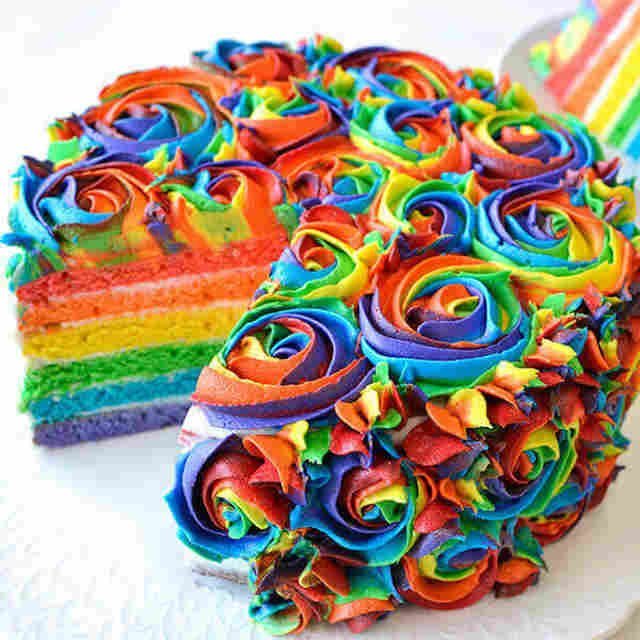 rainbow cake roses
