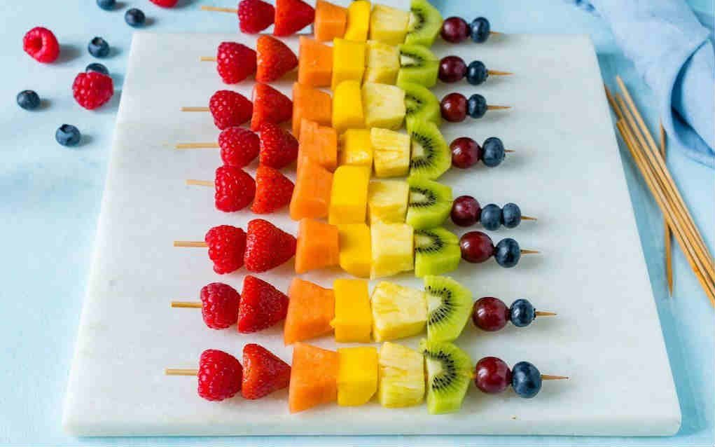 Rainbow fruit skewers