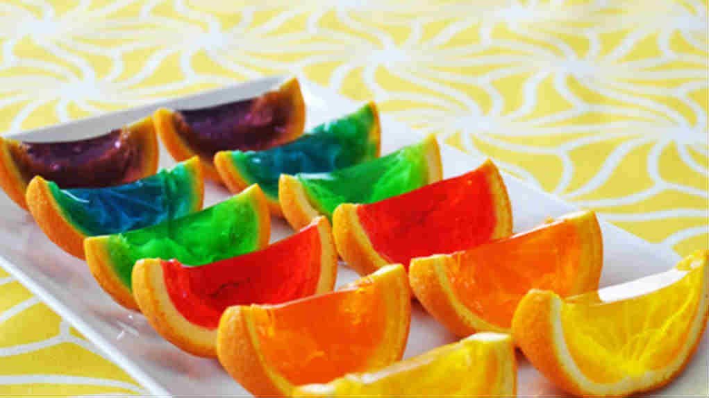 Rainbow jello wedges