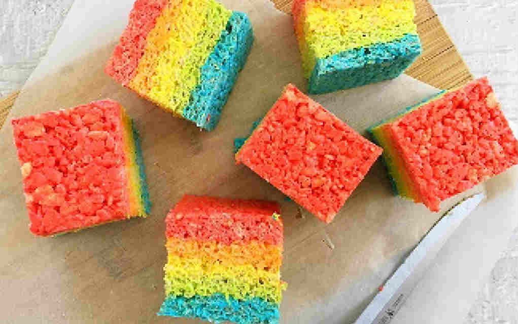 Rainbow rice krispie treats