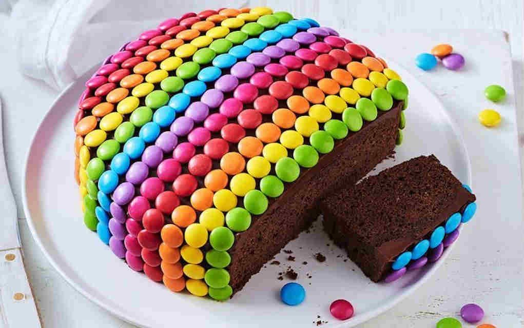 Rainbow smarties cake