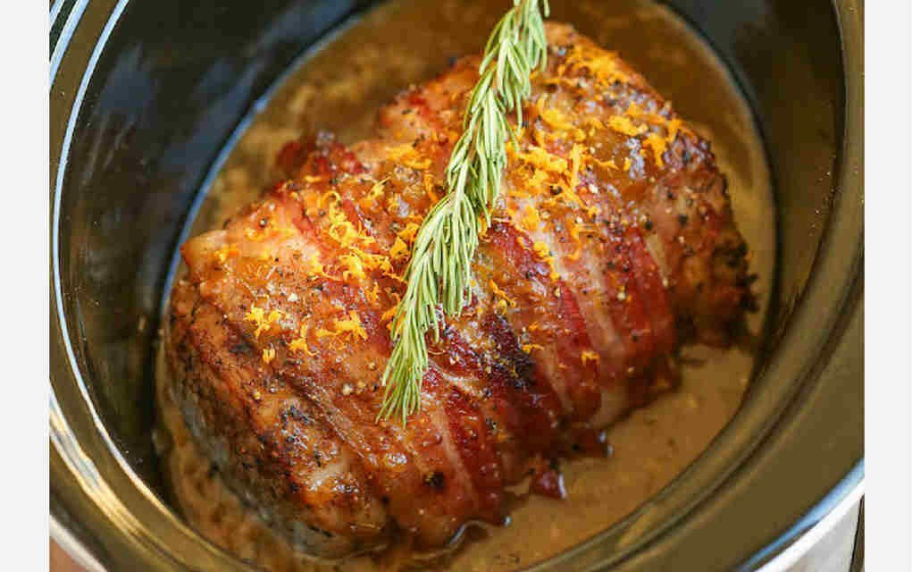 Slow Cooker Bacon Pork Loin - Damn Delicious - Mykidstime slow cooker family meals